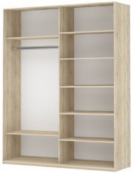 Шкаф двухдверный Прайм (Белое стекло/Белое стекло) 1400x570x2300, Крафт табачный в Артеме - предосмотр 1