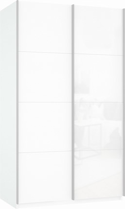 Шкаф Прайм (ДСП/Белое стекло) 1200x570x2300, белый снег в Артеме - изображение