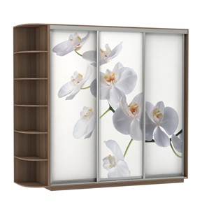 Шкаф 3-дверный Экспресс со стеллажом, 2400х600х2400, Орхидея белая/шимо темный во Владивостоке - предосмотр