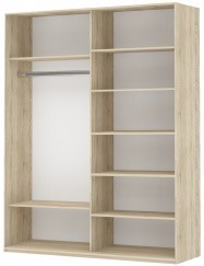 Шкаф 2-х дверный Прайм (Зеркало/Белое стекло) 1600x570x2300, дуб сонома в Артеме - изображение 1