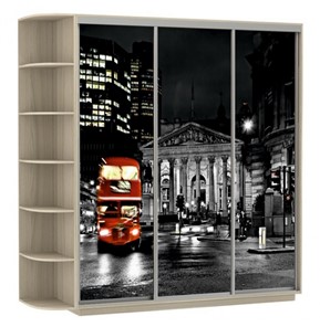 Шкаф 3-х створчатый Экспресс, со стеллажом, 2400х600х2400, Ночной Лондон/шимо светлый в Артеме