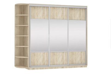 Шкаф 3-дверный Экспресс (Комби), со стеллажом 2400х600х2200, дуб сонома в Уссурийске