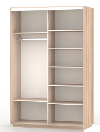 Шкаф 2-дверный Экспресс (ДСП/Зеркало), со стеллажом, 1900х600х2400, шимо светлый в Артеме - изображение 1