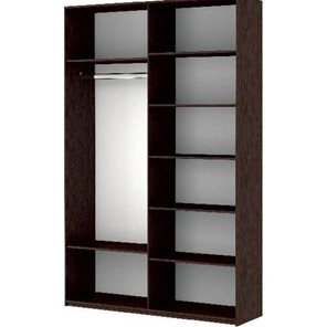 Шкаф 2-дверный Прайм (Зеркало/Белое стекло) 1600x570x2300, венге во Владивостоке - предосмотр 1
