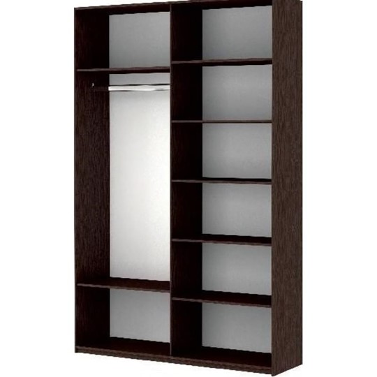 Шкаф 2-дверный Прайм (Зеркало/Белое стекло) 1600x570x2300, венге в Артеме - изображение 1