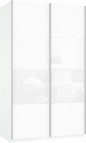Шкаф Прайм (ДСП/Белое стекло) 1400x570x2300, белый снег в Уссурийске - предосмотр 2