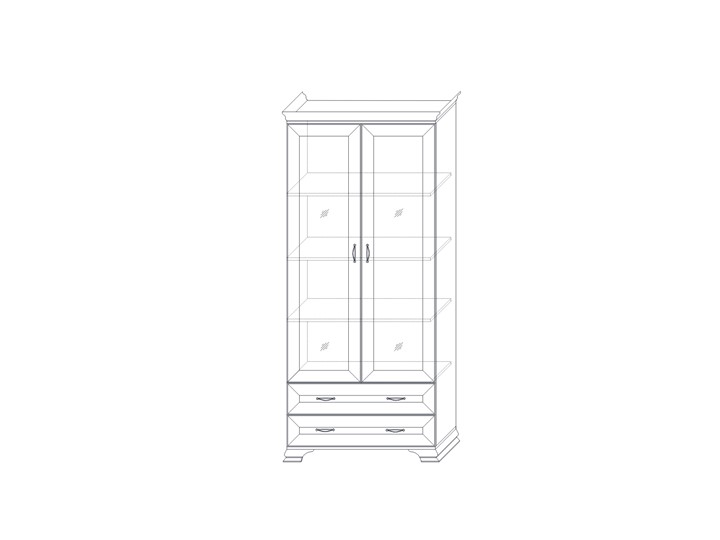 Шкаф (2 стеклодвери) Сиена, Бодега белый / патина золото в Уссурийске - изображение 1