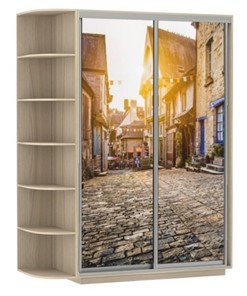 Шкаф 2-створчатый Хит, 1500x600x2200, фотопечать, со стеллажом, улица, шимо светлый в Уссурийске