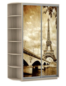 Шкаф Хит, 1500x600x2200, фотопечать, со стеллажом, париж, шимо светлый в Уссурийске