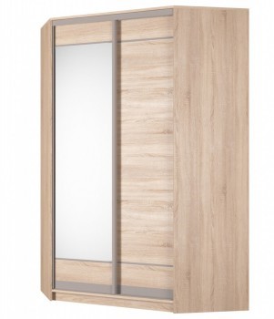 Шкаф угловой Аларти (YA-230х1400(602) (4) Вар. 5; двери D1+D2), с зеркалом в Находке - изображение