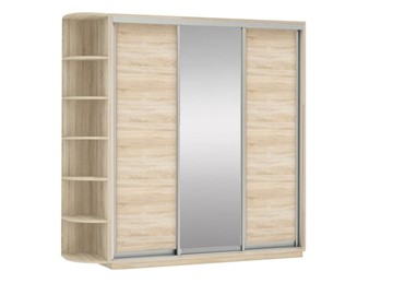 Шкаф трехдверный Экспресс (ДСП/Зеркало/ДСП) со стеллажом, 2400х600х2200, дуб сонома в Артеме