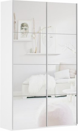 Шкаф Прайм (Зеркало/Зеркало) 1600x570x2300, белый снег в Артеме - изображение