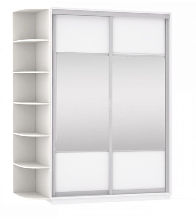 Шкаф 2-створчатый Экспресс (Комби), со стеллажом 1500x600x2400, белый снег в Артеме - изображение