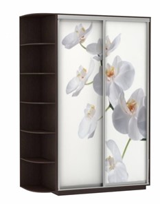 Шкаф-купе двухдверный Хит, 1500x600x2200, фотопечать, со стеллажом, белая орхидея, венге во Владивостоке