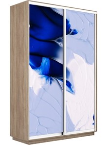 Шкаф 2-х дверный Экспресс 1200x450x2200, Абстракция бело-голубая/дуб сонома во Владивостоке