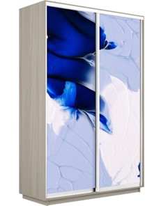 Шкаф-купе двухдверный Экспресс 1200x450x2200, Абстракция бело-голубая/шимо светлый во Владивостоке
