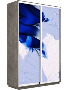 Шкаф Экспресс 1400x450x2200, Абстракция бело-голубая/бетон в Артеме