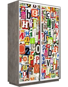 Шкаф 2-дверный Экспресс 1400x450x2200, Буквы/бетон во Владивостоке