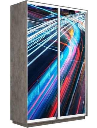 Шкаф 2-створчатый Экспресс 1400x450x2200, Ночная магистраль/бетон во Владивостоке - изображение