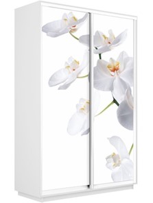Шкаф 2-дверный Экспресс 1400x450x2200, Орхидея белая/белый снег в Артеме