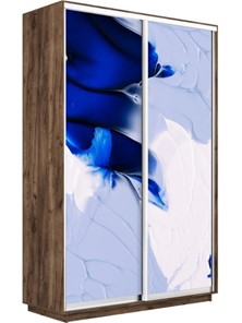Шкаф Экспресс 1400x450x2400, Абстракция бело-голубая/дуб табачный в Артеме