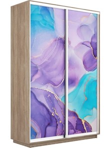 Шкаф 2-дверный Экспресс 1400x450x2400, Абстракция фиолетовая/дуб сонома во Владивостоке