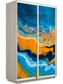 Шкаф 2-дверный Экспресс 1400x450x2400, Абстракция оранжево-голубая/шимо светлый во Владивостоке