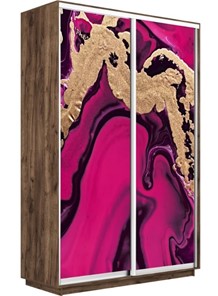 Шкаф 2-дверный Экспресс 1400x450x2400, Абстракция розовая/дуб табачный в Артеме