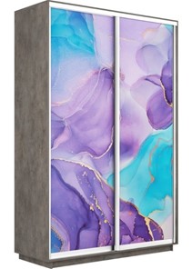 Шкаф 2-створчатый Экспресс 1400x600x2200, Абстракция фиолетовая/бетон во Владивостоке - предосмотр