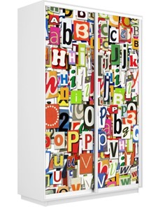 Шкаф 2-створчатый Экспресс 1400x600x2400, Буквы/белый снег во Владивостоке