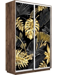 Шкаф 2-дверный Экспресс 1400x600x2400, Листья золото/дуб табачный во Владивостоке