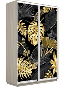 Шкаф 2-дверный Экспресс 1400x600x2400, Листья золото/шимо светлый во Владивостоке - предосмотр