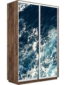Шкаф 2-х створчатый Экспресс 1400x600x2400, Морские волны/дуб табачный во Владивостоке