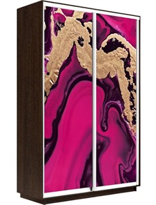 Шкаф двухдверный Экспресс 1600x450x2400, Абстракция розовая/венге в Артеме
