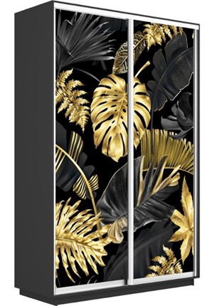 Шкаф 2-створчатый Экспресс 1600x450x2400, Листья золото/серый диамант во Владивостоке - изображение