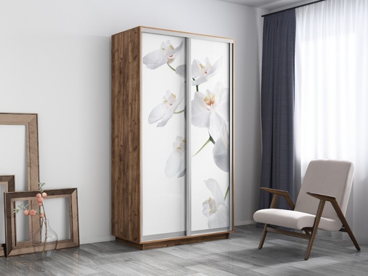 Шкаф 2-створчатый Экспресс 1600x450x2400, Орхидея белая/дуб табачный во Владивостоке - изображение 3