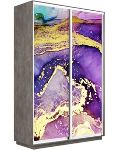Шкаф 2-х дверный Экспресс 1600x600x2200, Абстракция фиолетово-золотая/бетон в Уссурийске