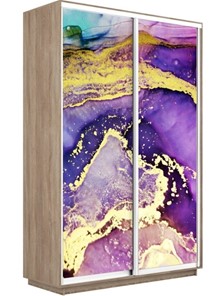 Шкаф 2-дверный Экспресс 1600x600x2400, Абстракция фиолетово-золотая/дуб сонома во Владивостоке