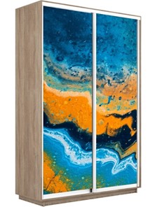 Шкаф Экспресс 1600x600x2400, Абстракция оранжево-голубая/дуб сонома в Уссурийске