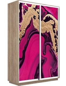Шкаф 2-х дверный Экспресс 1600x600x2400, Абстракция розовая/дуб сонома во Владивостоке