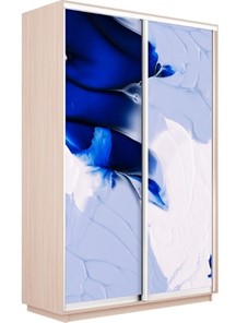 Шкаф 2-дверный Экспресс 1600x600x2400, Абстракция бело-голубая/дуб молочный в Артеме