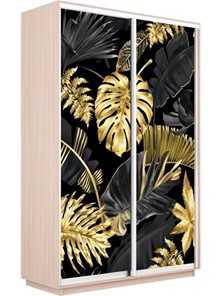 Шкаф 2-дверный Экспресс 1600x600x2400, Листья золото/дуб молочный во Владивостоке