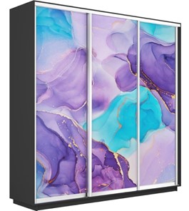 Шкаф 3-створчатый Экспресс 1800х450х2200, Абстракция фиолетовая/серый диамант во Владивостоке