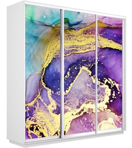 Шкаф 3-х дверный Экспресс 1800х450х2200, Абстракция фиолетово-золотая/белый снег в Уссурийске