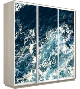 Шкаф 3-створчатый Экспресс 1800х450х2200, Морские волны/шимо светлый во Владивостоке
