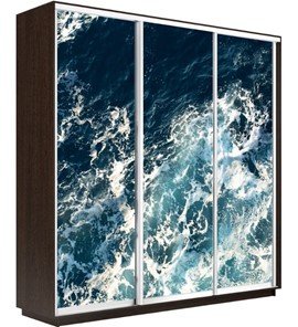 Шкаф 3-х створчатый Экспресс 1800х450х2200, Морские волны/венге во Владивостоке - предосмотр