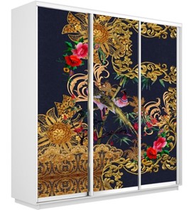Шкаф 3-дверный Экспресс 1800х450х2200, Золотой орнамент/белый снег во Владивостоке