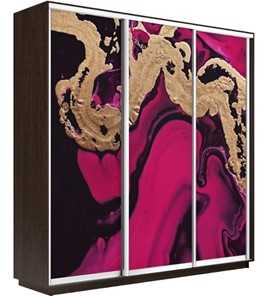 Шкаф 3-дверный Экспресс 1800х450х2400, Абстракция розовая/венге в Артеме