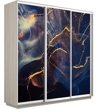 Шкаф 3-створчатый Экспресс 1800х450х2400, Абстракция золотая пыль/шимо светлый во Владивостоке - изображение