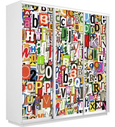 Шкаф 3-х дверный Экспресс 1800х450х2400, Буквы/белый снег во Владивостоке - изображение